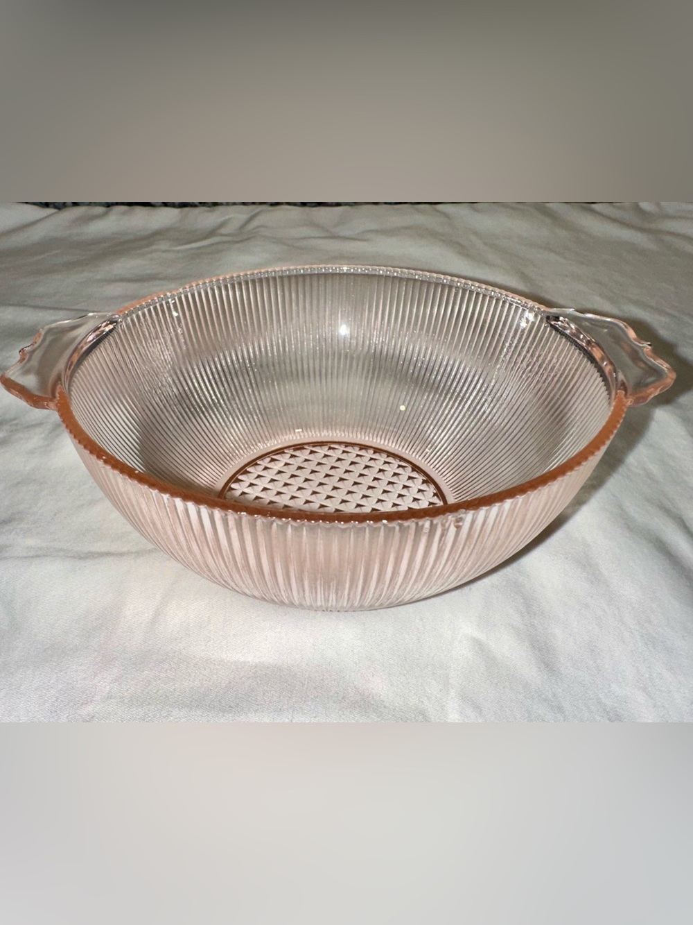 ☀️Vintage Jeannette Pink Depression Glass Homespun Fine Rib 5” Berry Bowl